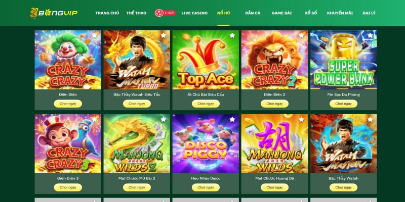 Slot tại nhà cái Bongvip - Khám phá sảnh giải trí hấp dẫn